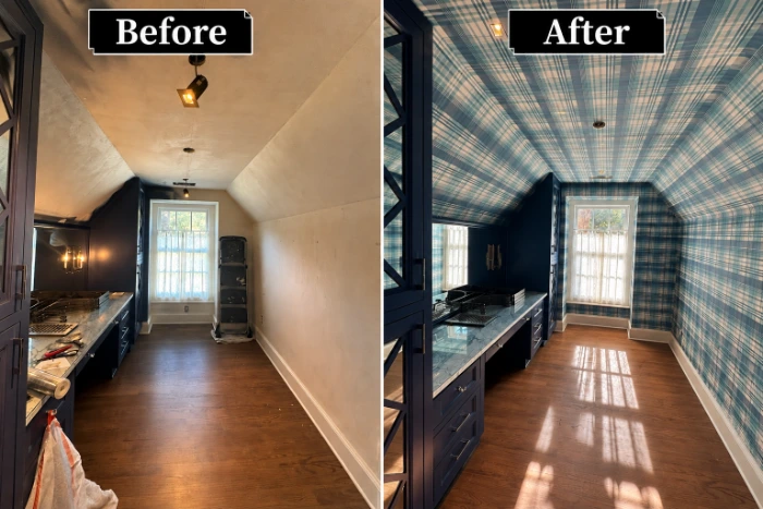 Kitchen wallpaper before and after — stunning results by Denver Wallpaper Installation
